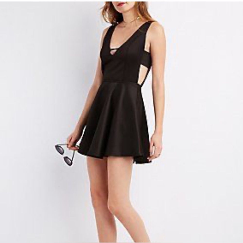 Black cut out vneck mini dress size small